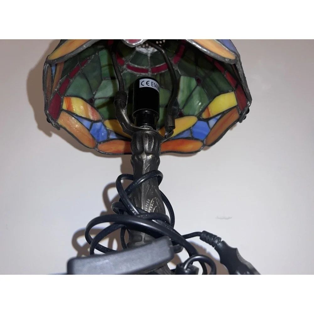 Small Stained Glass Desk Lamp Vintage Bedside Table Cottagecore